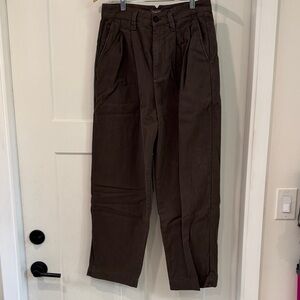 Unisex Brown Cotton Wide Leg Pants